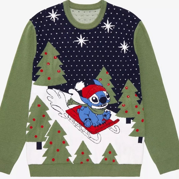 Disney Other - Disney Lilo & Stitch Sledding Stitch Light Up Holiday Sweater Large